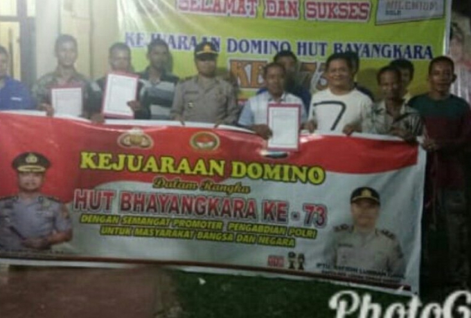 Kapolsek Logas Tanah Darat Resmi Tutup Pertandingan Domino Sempena HUT Bhayangkara ke 73