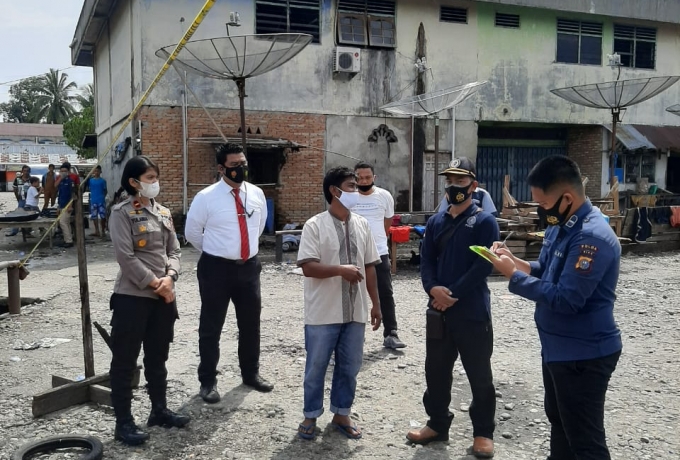 Tim Laboratorium Foreksik Polda Riau Cek TKP Kebakaran Pasar Kuok