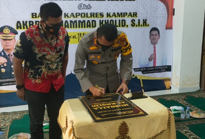 Kapolres Kampar Resmikan Musholla Al-Kholid Satreskrim Polres Kampar