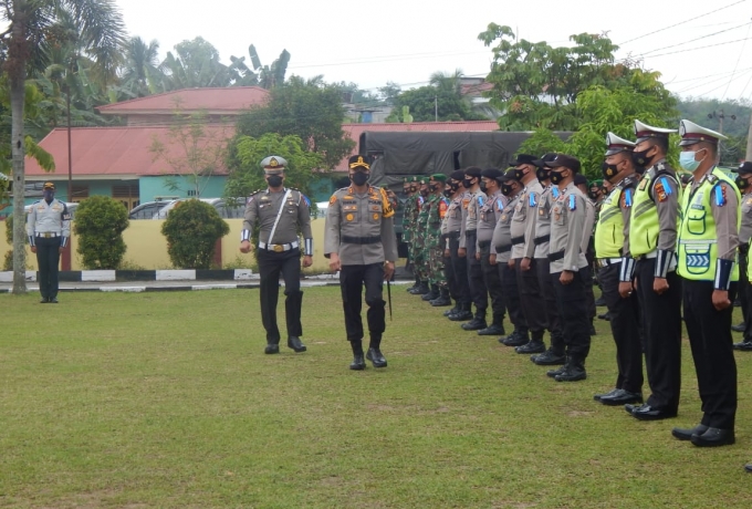 Polres Kampar Adakan Apel Gelar Pasukan Operasi Keselamatan Lancang Kuning 2021