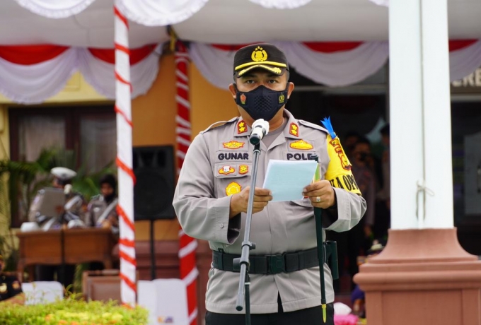 Polres Siak Laksanakan Apel Gelar Pasukan Ops Keselamatan Lancang Kuning 2021