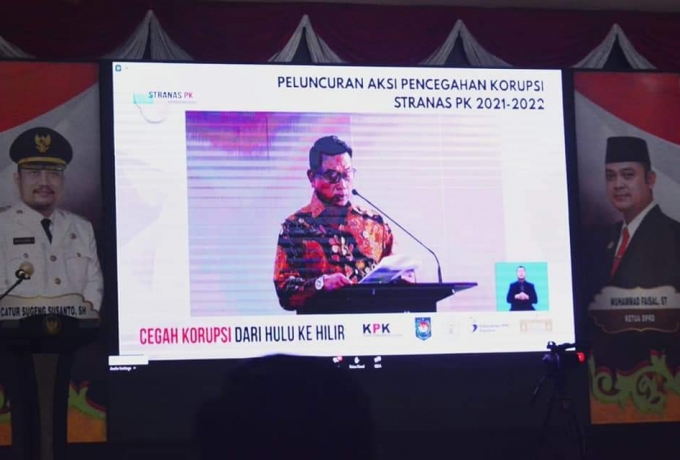 Sekda Kampar Ikuti Vidcon Peluncuran Aksi PK tahun 2021-2022