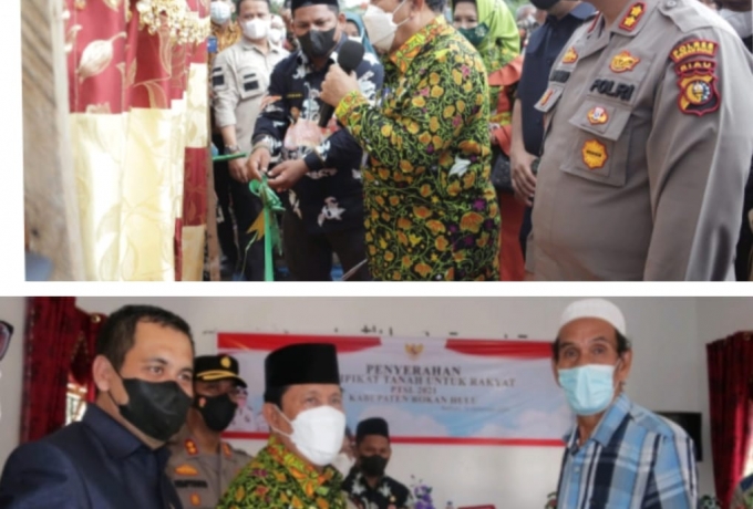 Bupati H. Sukiman Resmikan Gedung Tahfidz dan Bagikan Sertifikat PTSL Di Tambusai Utara