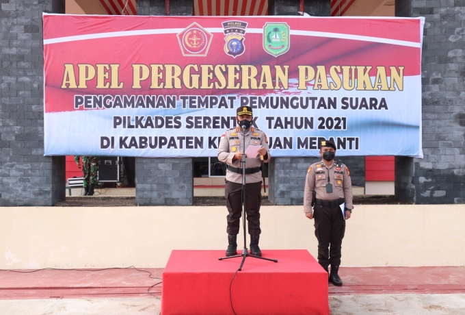 Sukseskan Pilkades, Polres Meranti Gelar Apel Pergeseran Pasukan