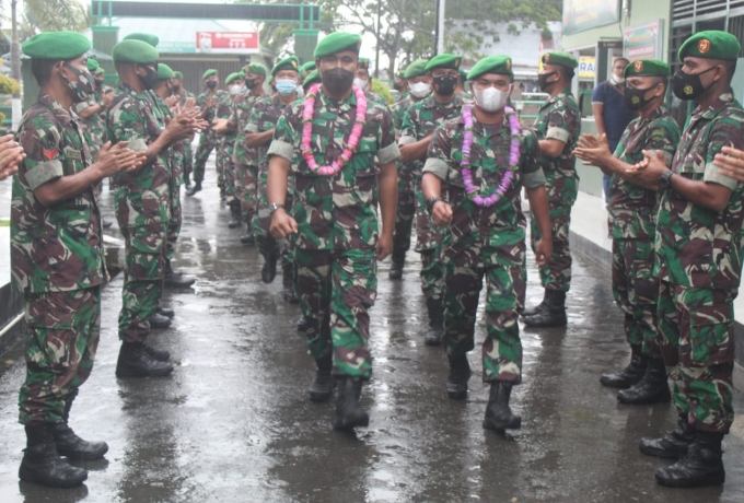 Kodim 0314/Inhil Gelar Upacara Penyambutan dan Pelepasan Anggota yang Pindah Satuan