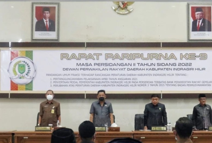 Wakil Ketua III DPRD Inhil Pimpin Rapat Paripurna ke-9