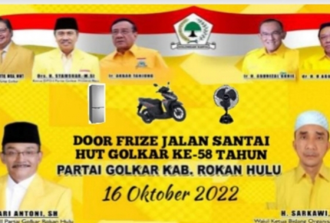 HUT Golkar ke-58, DPD II Rohul Akan Gelar Gerak Jalan Santai