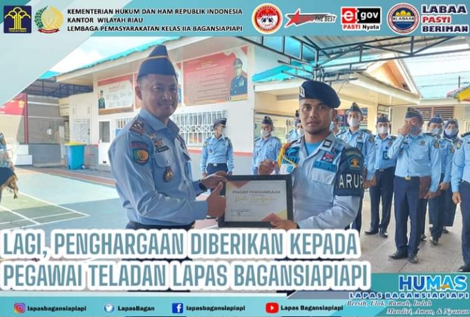 Lagi, Lapas Kelas IIA Bagansiapiapi Berikan Penghargaan Kepada Pegawai Teladan