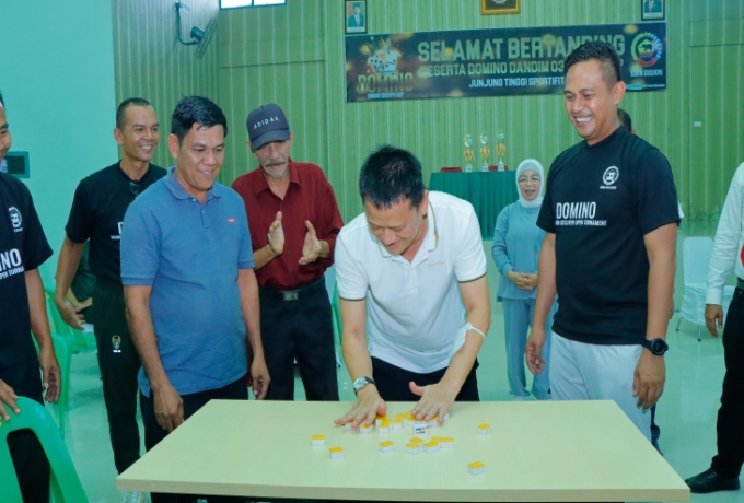 Pj Bupati Kampar Resmi Buka Open Turnamen Domino Dandim