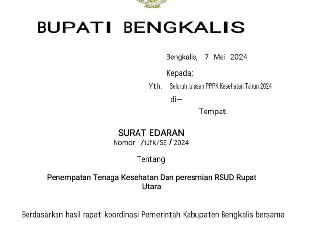 Hoaks, Surat Edaran Penempatan Tenaga Kesehatan dan Peresmian RSUD Rupat Utara