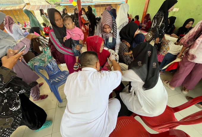 Puskesmas Simpang Gaung Gelar Pencanangan Serentak PIN Polio DI Beberapa Titik Lokasi