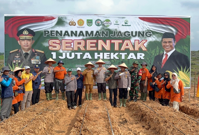 Polres Rokan Hulu Kolaborasi Secara Virtual Dengan Kementan dan Mitra Sukseskan Penanaman Jagung 1 Juta Hektar