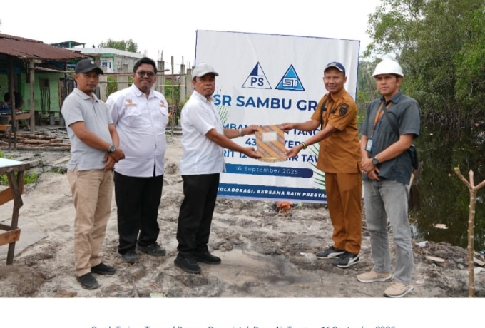 Sambu Group dan PT STI Selesaikan Pembangunan Tanggul di Desa Air Tawar