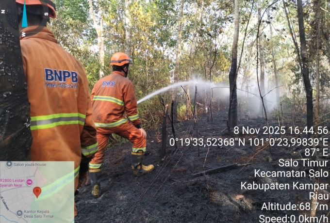 Dua Titik Kebakaran Lahan Terjadi di Kampar dalam Sehari, BPBD Bergerak Cepat Lakukan Pemadaman