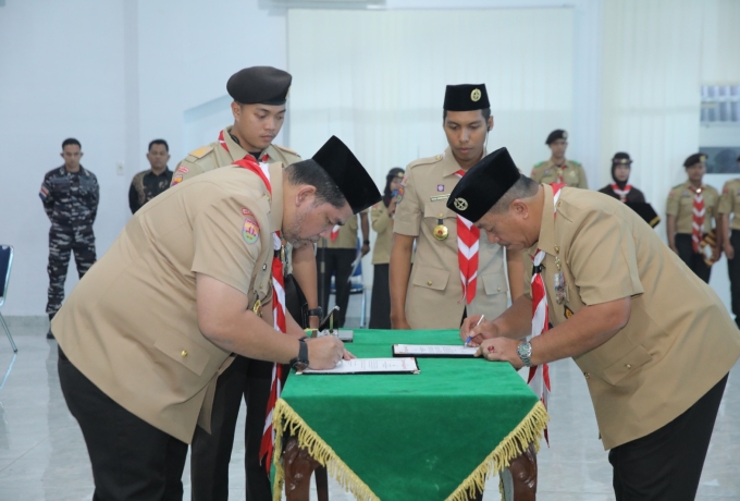 Bupati Asahan Dikukuhkan sebagai Ketua Mabicab Pramuka Asahan Masa Bakti 2024-2029