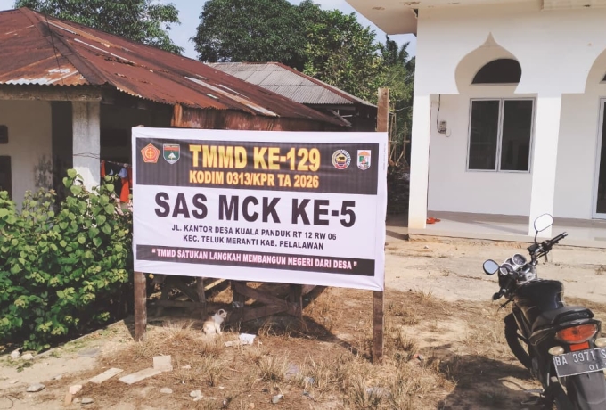 Jangkau Pelosok Pelalawan, Program MCK TMMD Ke-129 Kodim 0313/KPR Merambah Desa Kuala Panduk