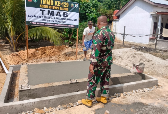 Wujudkan Program TMAB, Satgas TMMD ke-129 Kodim 0313/KPR Rampungkan Pengecoran Fondasi Tower Air Bersih