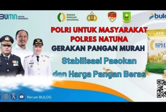 Sambut HUT RI ke-80, Polres Natuna dan Bulog Gelar Gerakan Pangan Murah di Pantai Piwang